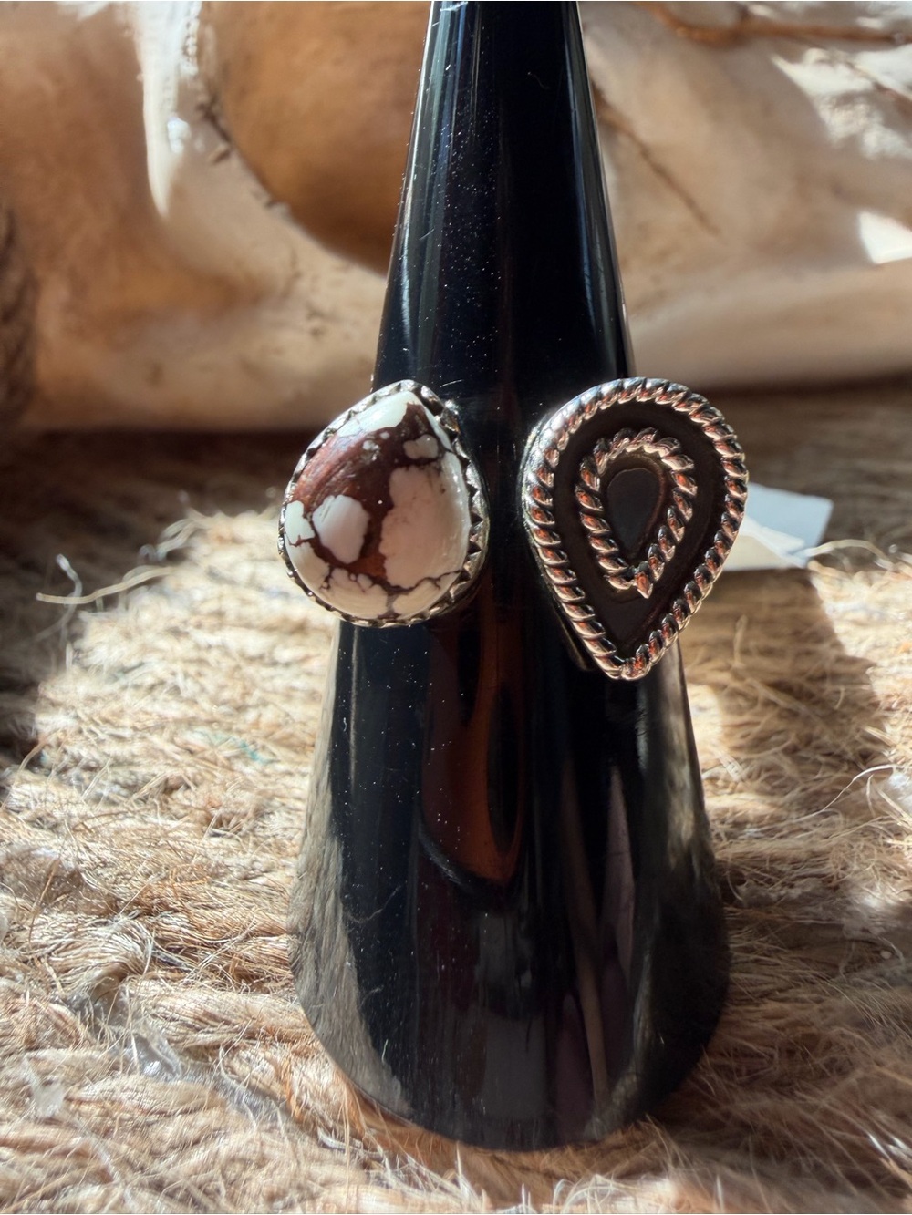 Wild Horse Teardrop Stone floater Ring with Sterling Silver